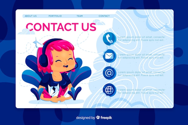 Free vector contact us concept for landing page