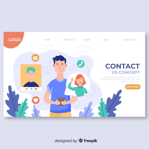 Free vector contact us concept for landing page