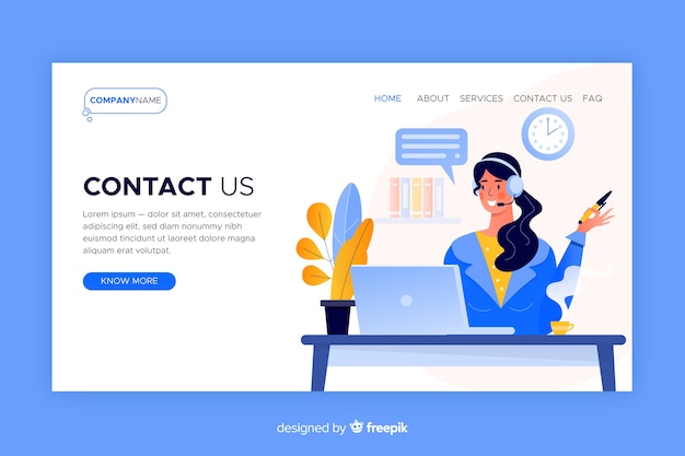 Free vector contact us concept for landing page