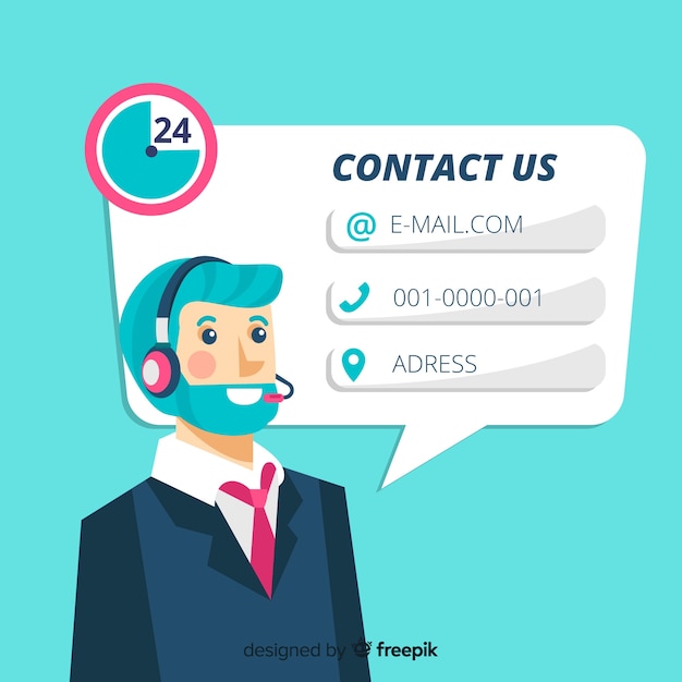 Free vector contact us flat boy background