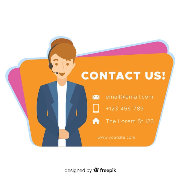 Free vector contact us flat girl background