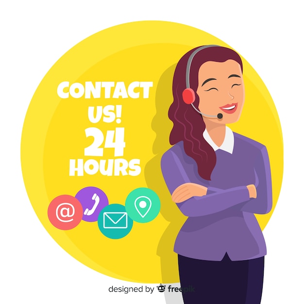 Free vector contact us flat girl background