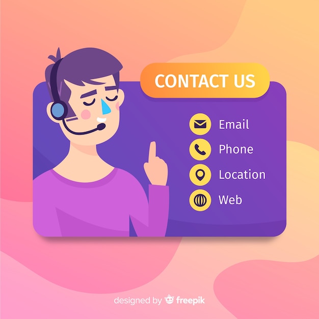 Free vector contact us flat girl background