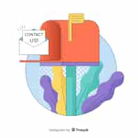 Бесплатное векторное изображение Свяжитесь с нами плоский фон почтового ящика