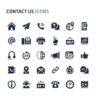 Contact us icon set. fillio black icon series.