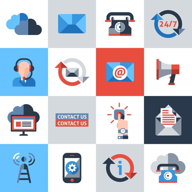 Contact us icons set