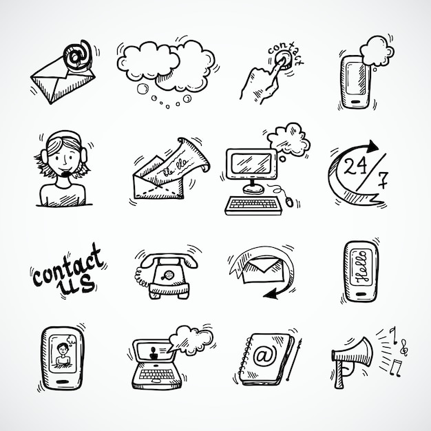 Free vector contact us icons sketch