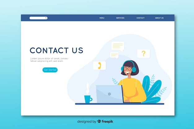 Contact us landing page in flat design