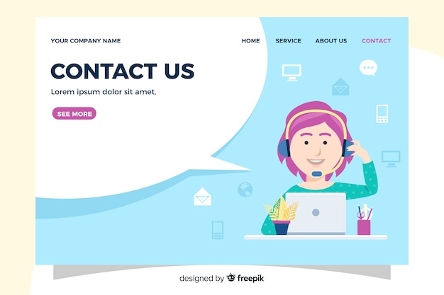 Free vector contact us landing page information