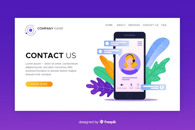 Free vector contact us landing page template