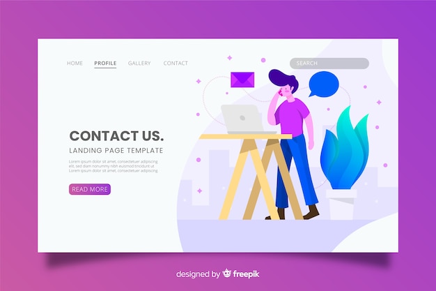 Free vector contact us landing page template