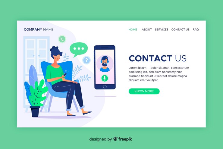 Free Vector contact us landing page web template