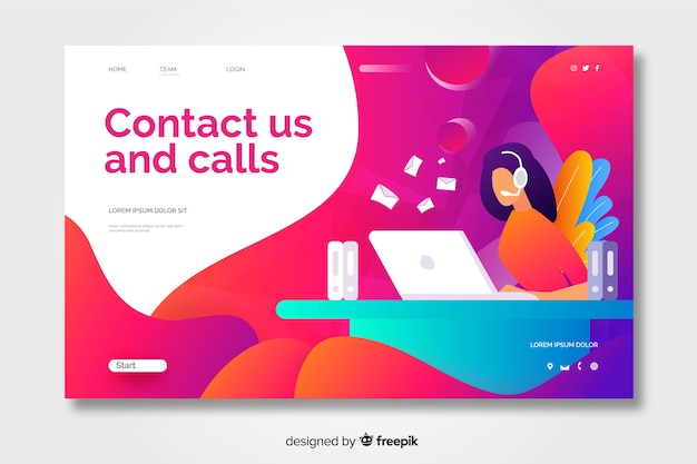 Contact us landing page with flat design