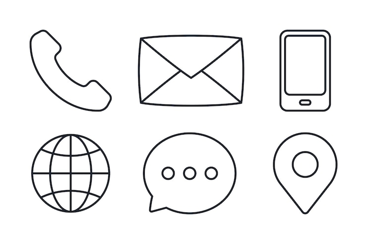 Free Vector contact us set line style