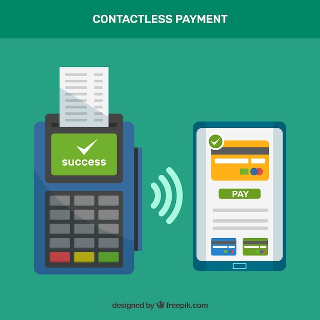 Free vector contactless payment with tablet