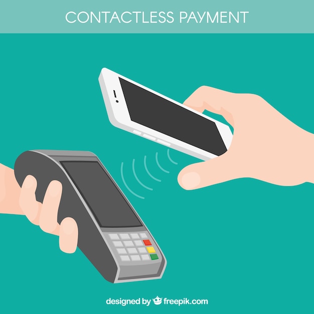 Free vector contactless payment with technology