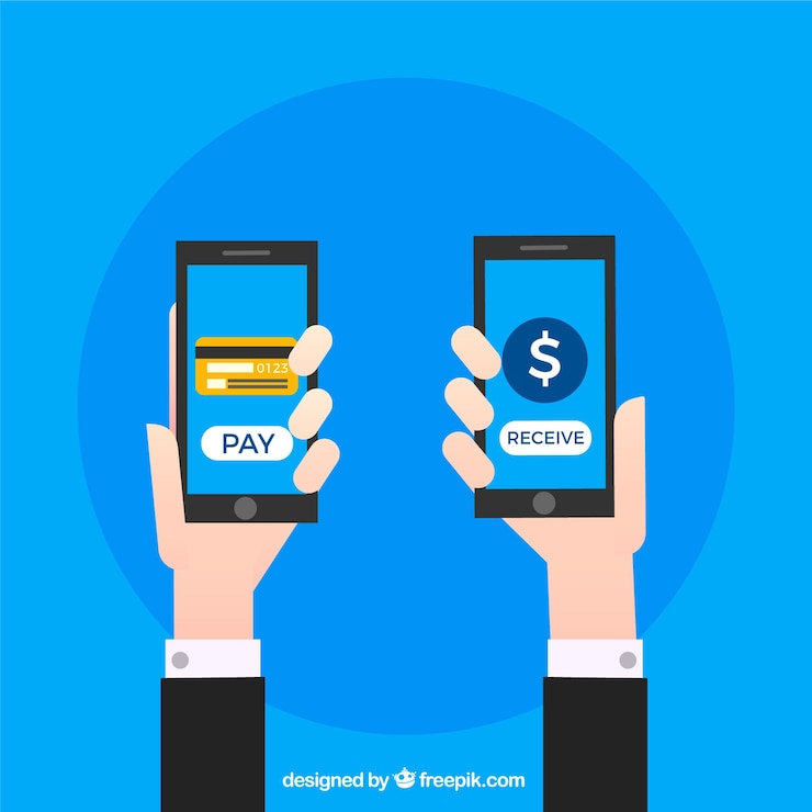 Free Vector contactless payment with two smartphones