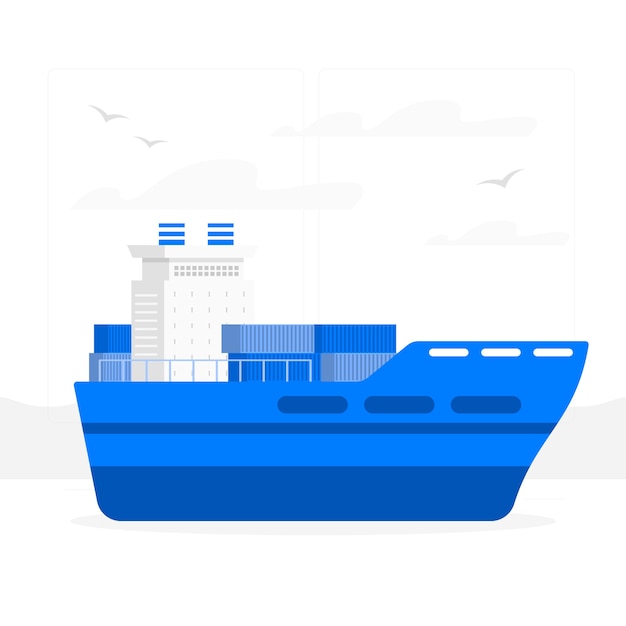 Free vector container ship concept illustration