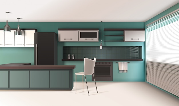 Contemporary Kitchen Interior Composition