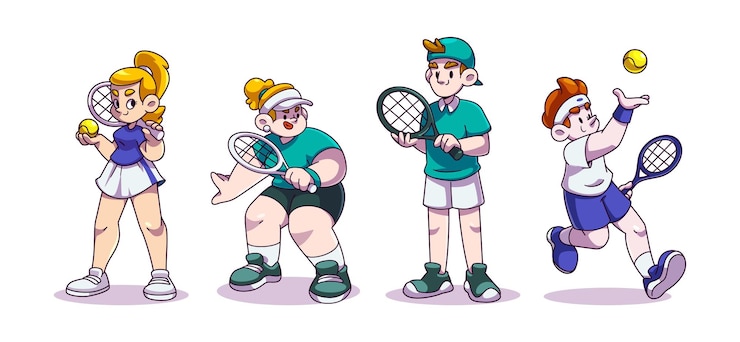 無料Vector 現代のテニス選手セット
