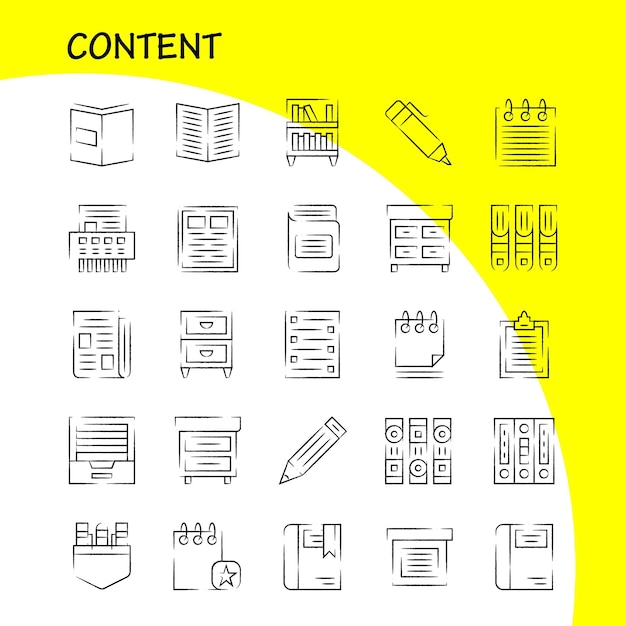 Content hand drawn icon pack for designers and developers icons