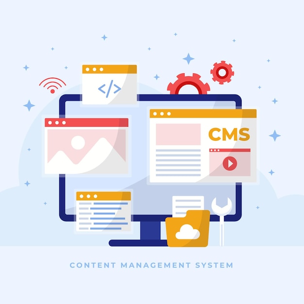 Content management system concept flat
