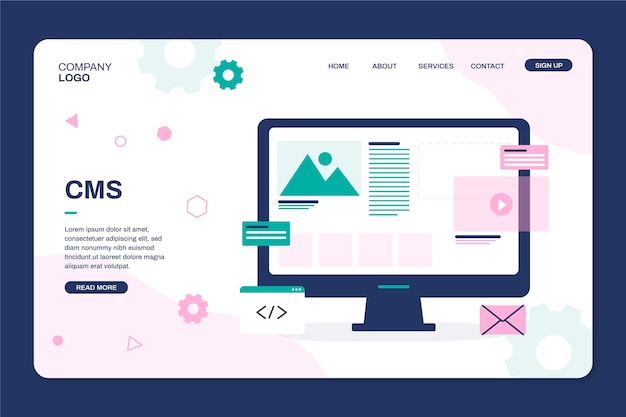 Free vector content management system landing page template