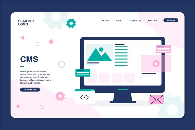 Free Vector content management system landing page template