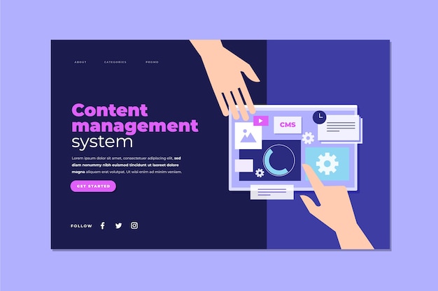 Free vector content management system landing page