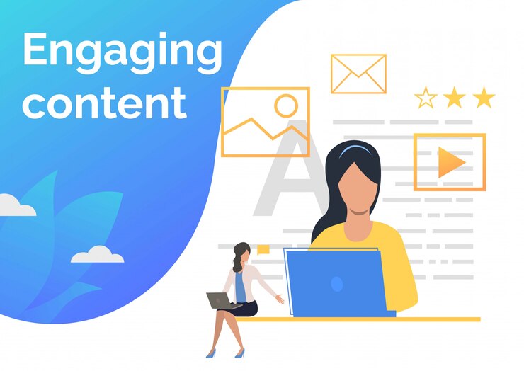 Free Vector content managers creating content 