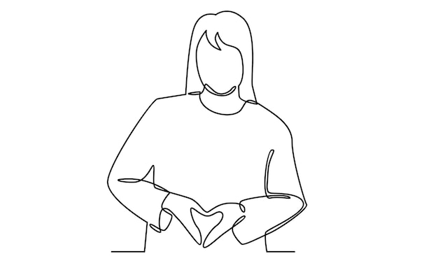 Continuous line of woman making love sign with her hands illustration