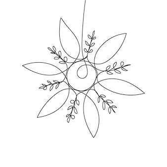 눈송이의 연속적인 단선 그림입니다. 새 해 축 하 개념 흰색 배경에 고립입니다. 벡터 스케치 그림