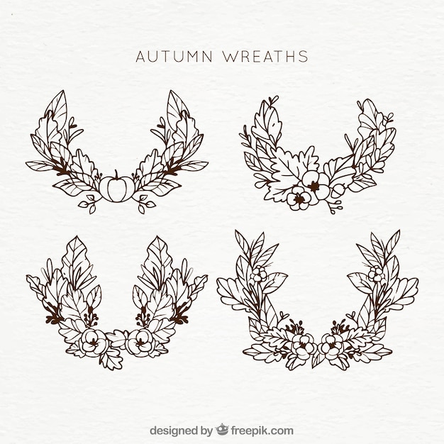 Free vector contours of autumn wreaths