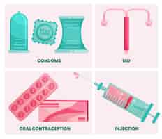 Vettore gratuito metodi di contraccezione illustrati