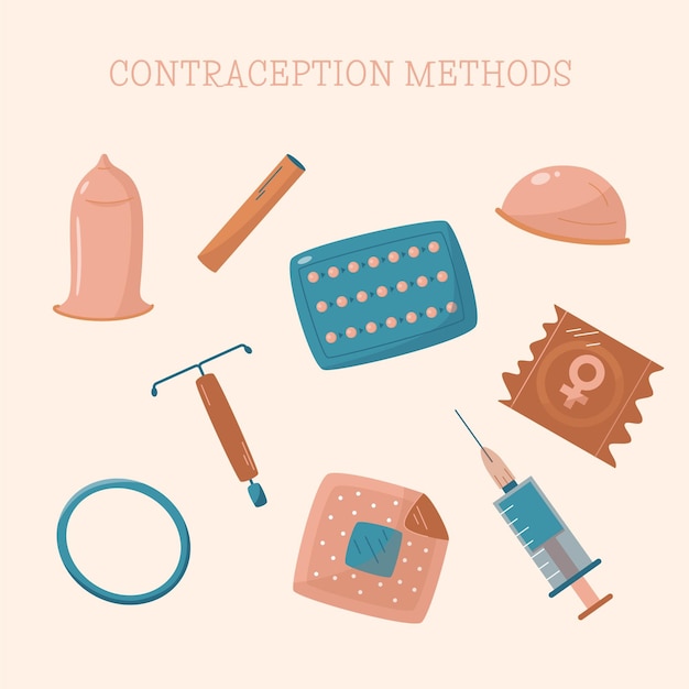 Free vector contraception methods illustrated