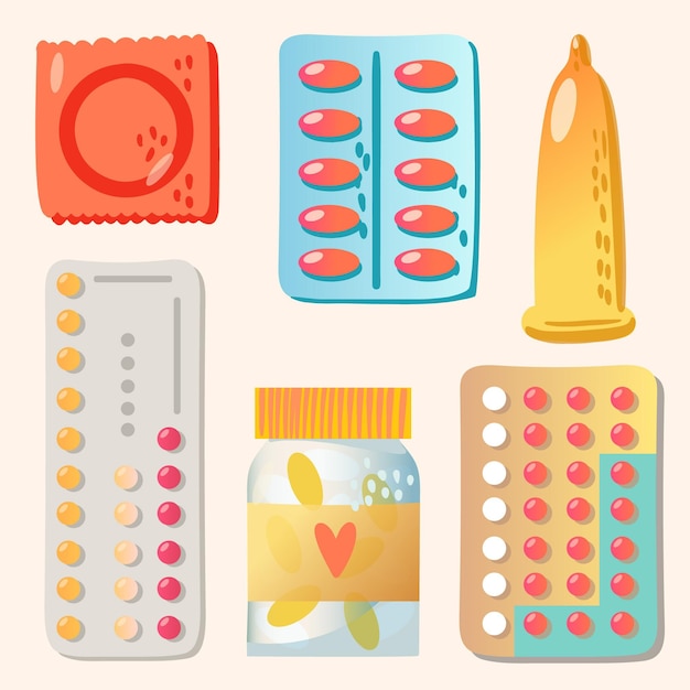 Vettore gratuito illustrazione di metodi di contraccezione