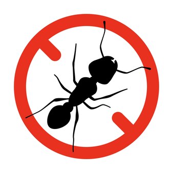 Борьба с муравьями, борьба с вредителями, икона насекомых. остановите символ муравья. уничтожитель насекомых. векторный знак