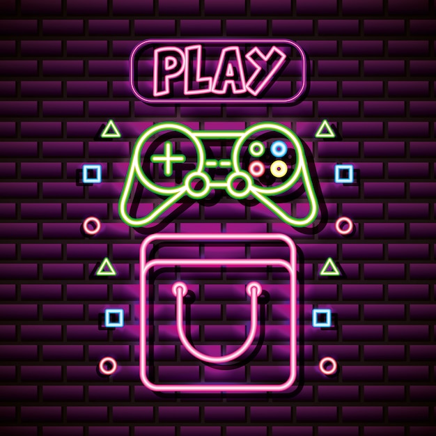 control an play in neon style, video games related