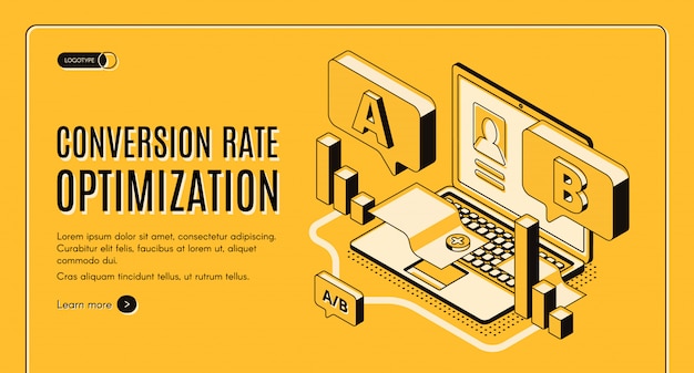 Free vector conversion rate optimization online service isometric vector web banner
