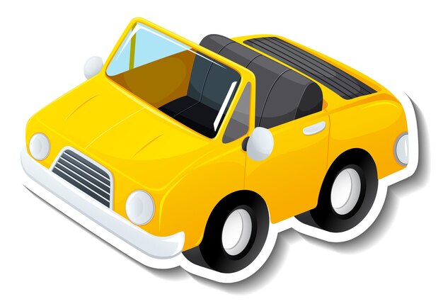 Convertible car cartoon sticker on white background