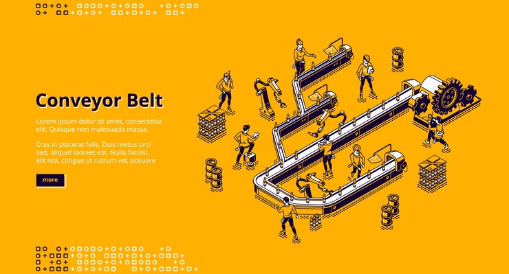 Free Vector conveyor belt at factory, plant or warehouse.