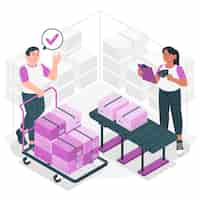 Free vector conveyor belt in warehouse concept illustration