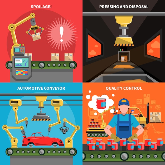 Conveyor icons set