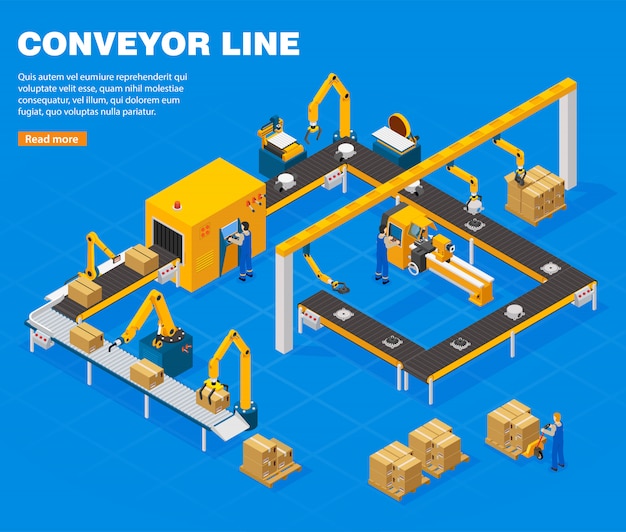 Vettore gratuito conveyor line concept