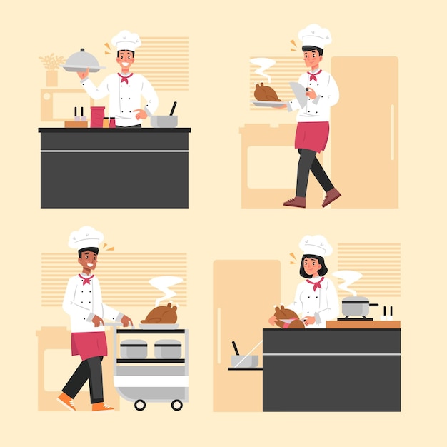 Free vector cook collection concept