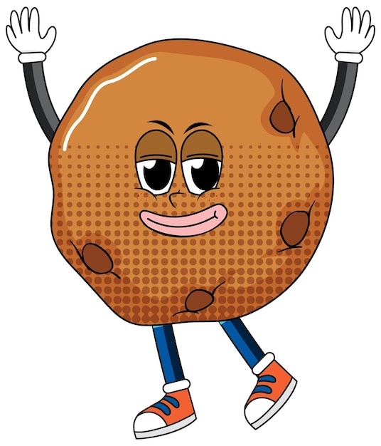 A cookie cartoon character on white background