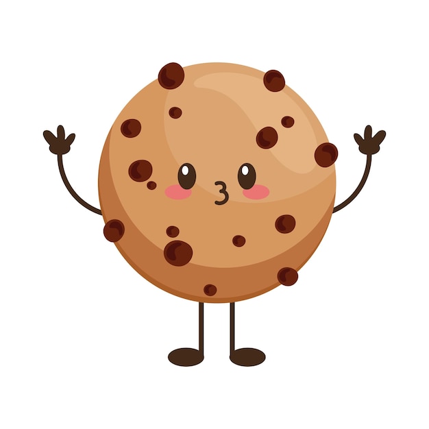 Бесплатное векторное изображение Печенье каваи еда персонаж
