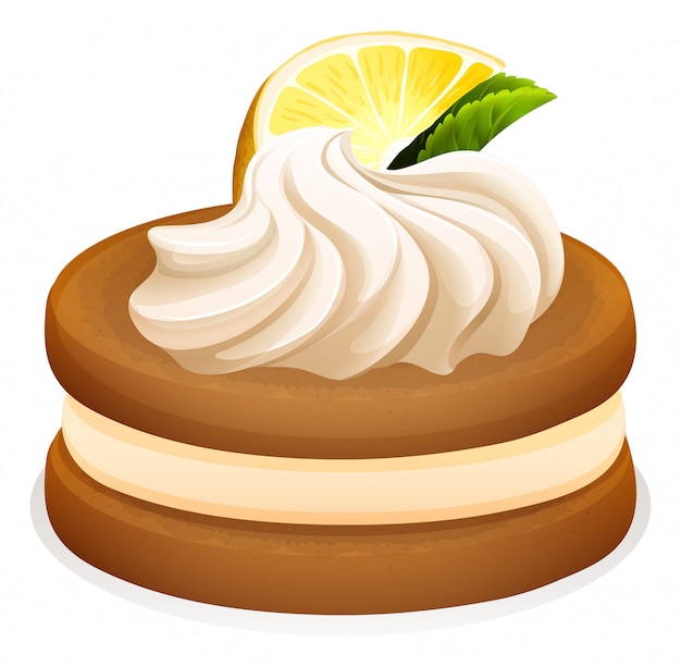 Free vector cookie with lemon and cream