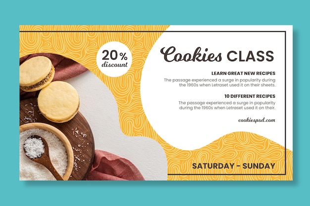 Free vector cookies baking class banner