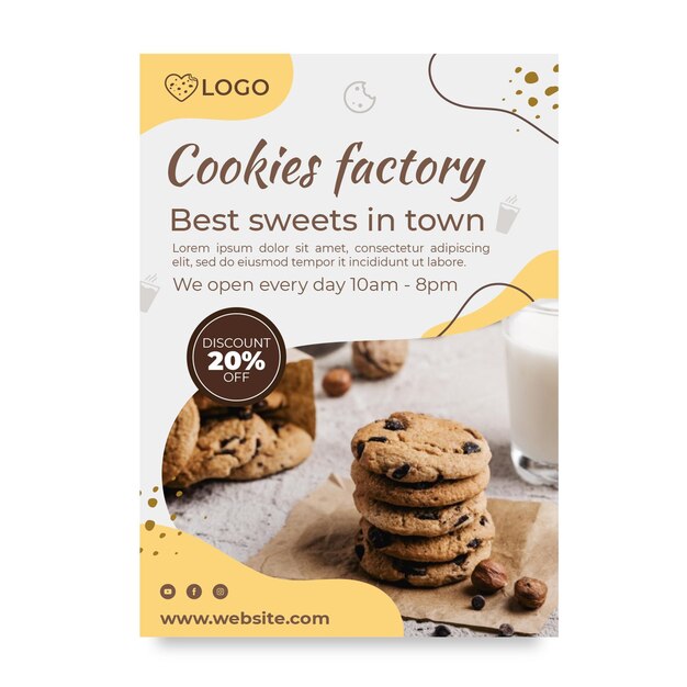 Cookies factory vertical flyer template